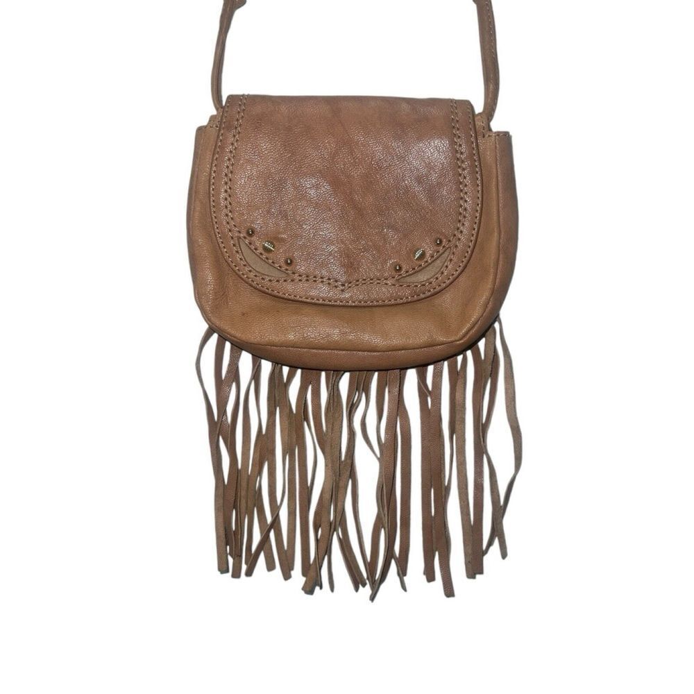 Juicy Couture Brown Goat Leather Fringe Crossbody Purse